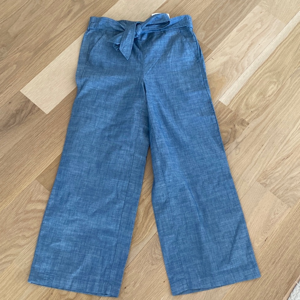 J crew chambray cropped flare pants . Size 4 . Tags attached